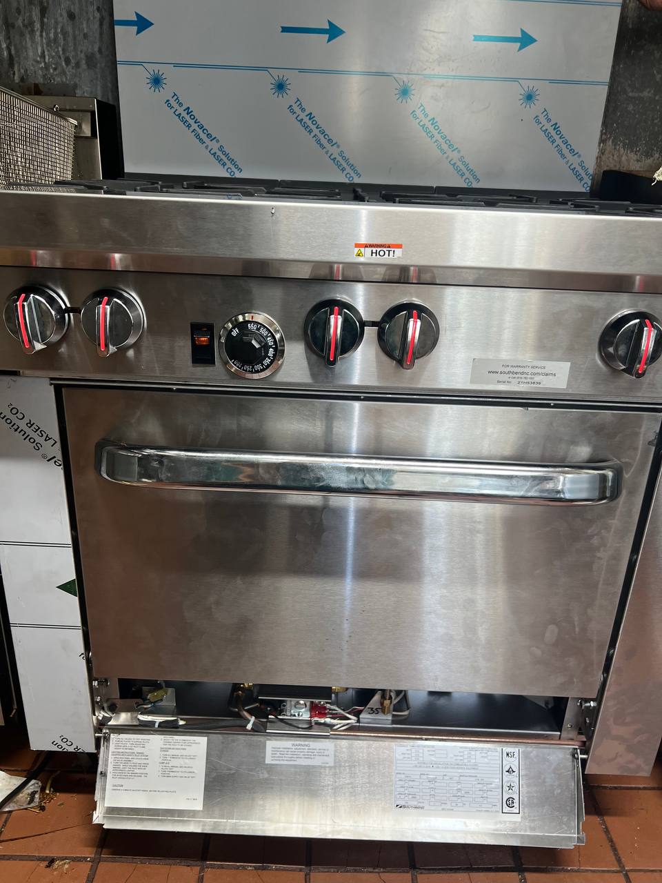 Commercial Stove Southbend installation