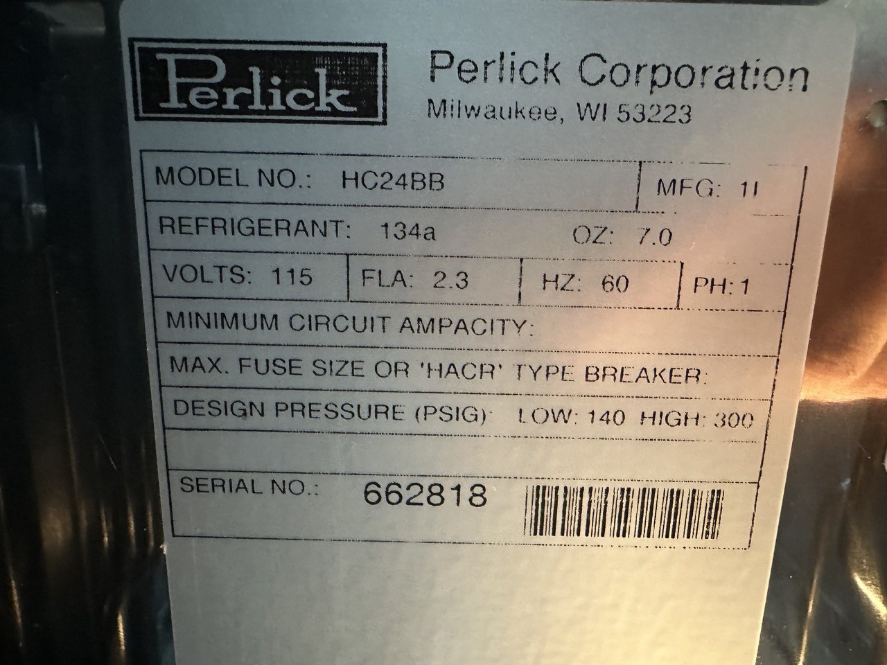 Wine Cooler Perlick Spring Valley San Diego County, CA, US